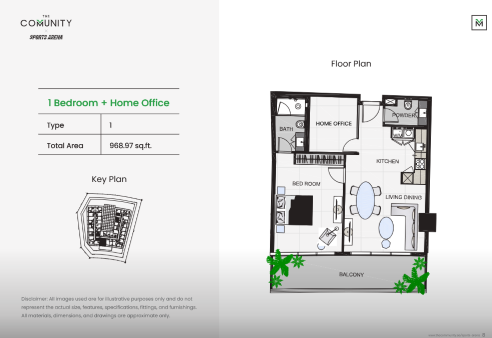 1 Bedroom+Home Office Type-1