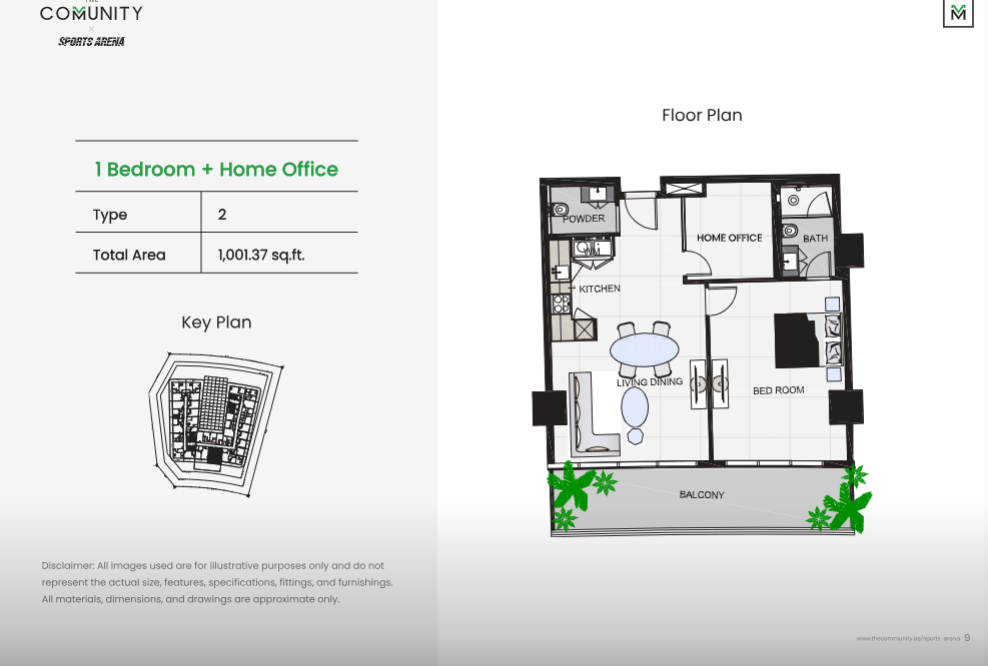 1 Bedroom+Home Office Type-2