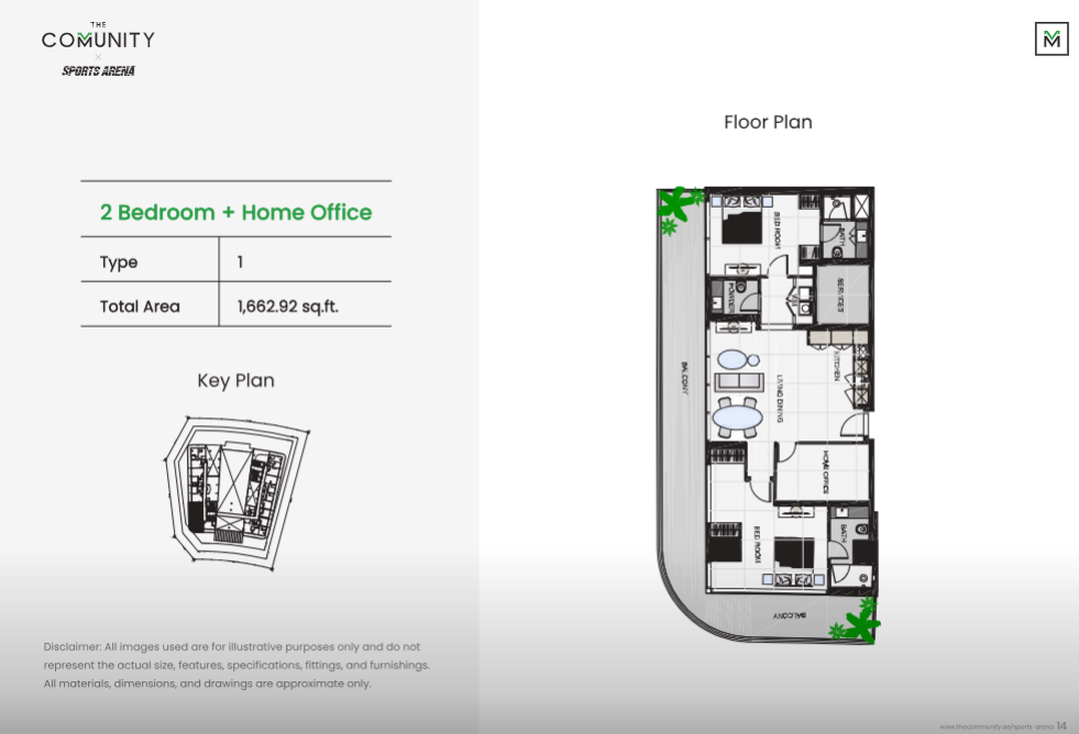 2 Bedroom+Home Office Type-1